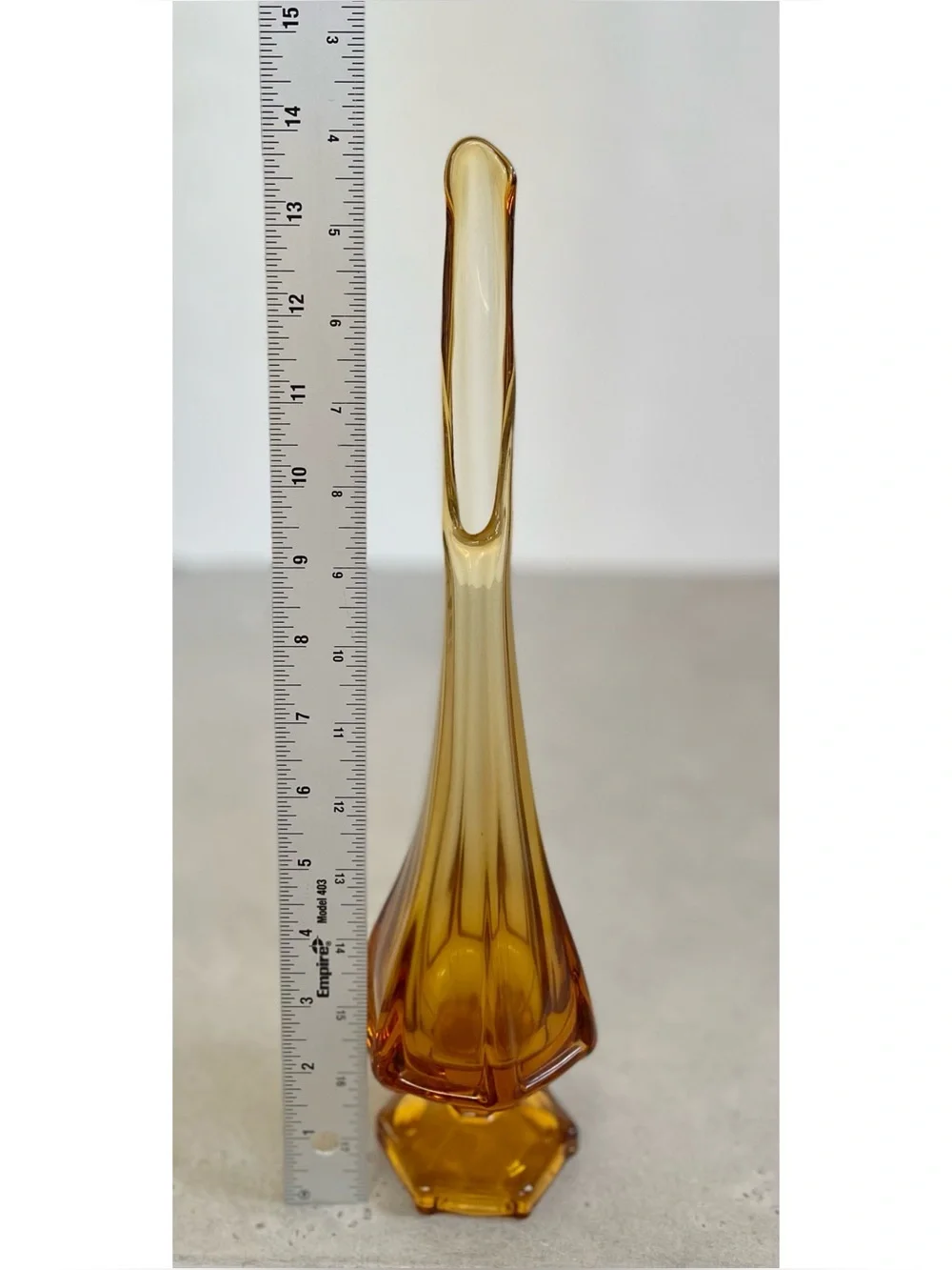 Vintage MCM Viking Glass Amber Swung Vase 14